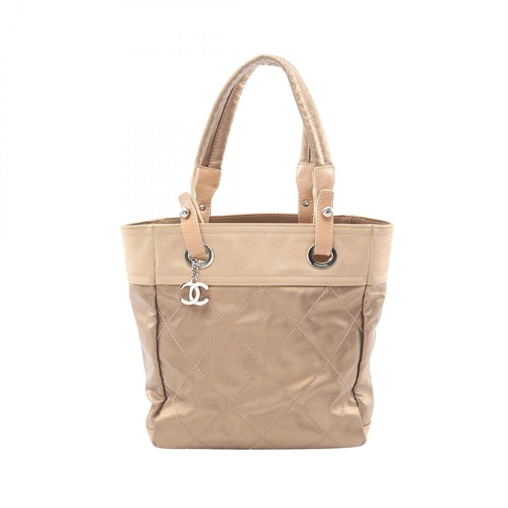 Chanel Paris Biarritz Tote Bag Canvas Leather Gold Tone